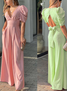 Sexy V neck shows the back slim dress  性感V领露背修身连衣裙