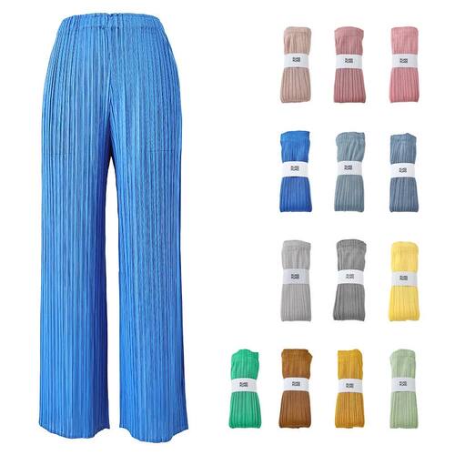 休闲褶皱直筒九分裤 Casual Pleated Straight Leg Cropped Pants