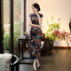 color cheongsam slim Retro body long 复古花色修身 长旗袍
