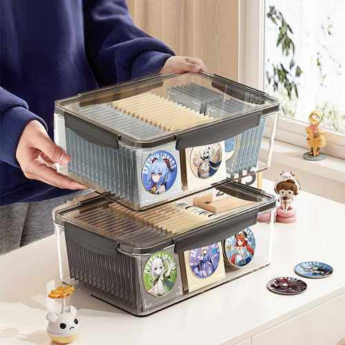 吧唧收纳盒亚克力透明带盖密封防潮徽章动漫周边谷子防尘展示盒