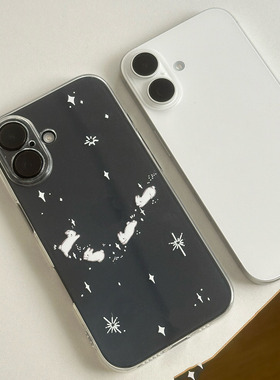 适用iPhone17/16proma星星兔子手机壳小米17简约华为pura80小众mate70新款OPPOFindX9透明软壳VIVOX300保护套