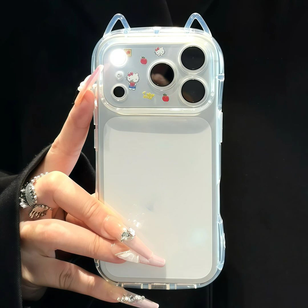 适用iPhone17/16promax猫耳朵透明手机壳苹果17/16/15pro新款小米17/15ins风华为pura80/70小众红米K90全包壳