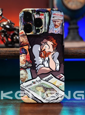 小众艺术油画风梵高适用于苹果14/13/12/11promax全包菲林壳硬壳14PRO防摔手机壳x/xr个性一加9/一加ACE童年