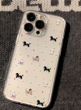 适用IPone17/16ProMax可爱波点小狗手机壳小米17ProMax小众华为Pura80/Mate70保护套Reno14软壳红米K90防摔