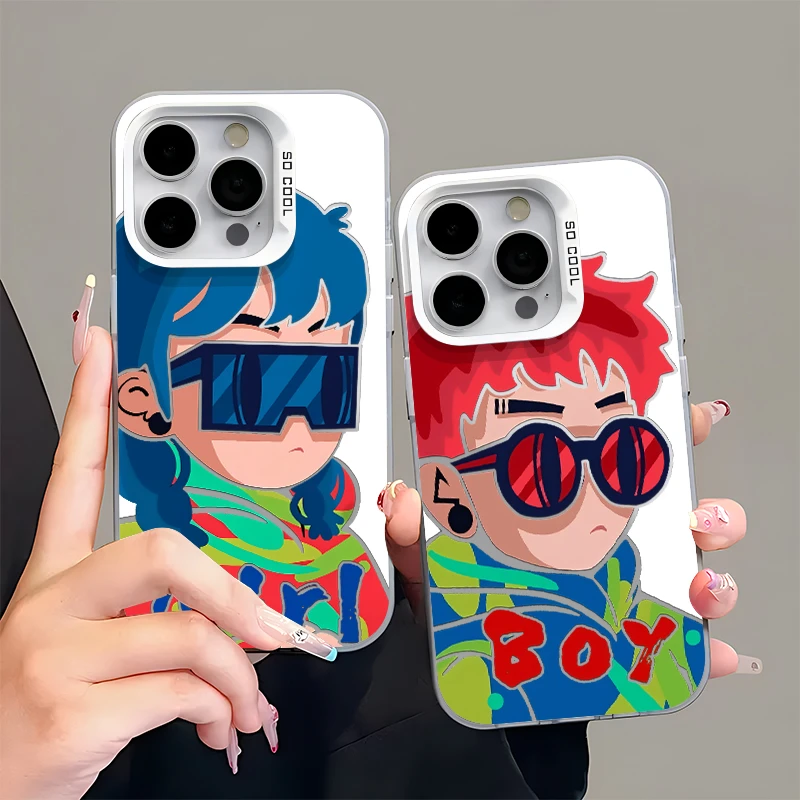 潮酷朋克风男孩适用iPhone16/15promax手机壳苹果14/13/12/11软壳1卡通小米14/15pro情侣防摔Pura70/60保护套