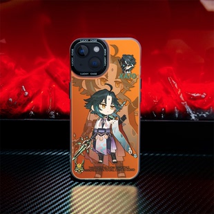 原神Q版夜叉魈枫原万叶手机壳适用于iPhone11/12/13/14Promax全包炫彩IMD渐变壳华为MATE50PRO/小米13/荣耀80