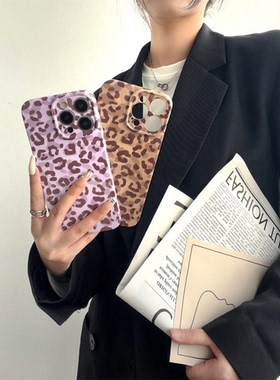 ins辣妹风欧美豹纹苹适用于苹果Phone14Promax全包菲林壳12/13mini精孔亮面7/8个性X/XR女款一加手机壳10/ACE