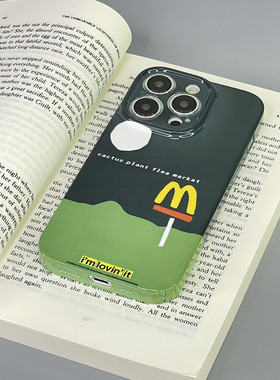 绿色金拱门M记插画风适用于苹果14Promax手机壳12/13mini保护套情侣款7/8全包菲林壳防摔个性一加手机10/ACE