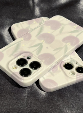 菲林紫色郁金香适用于苹果16/15promax手机壳iphone13菲林壳全包12女14pro创意11全包防摔手机套一加9T/ACE