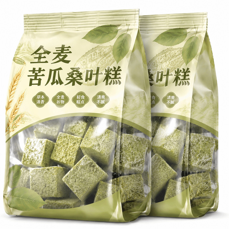 全麦桑叶苦瓜糕无蔗糖粗粮饱腹代餐低脂老人健康糕点零食药食同源