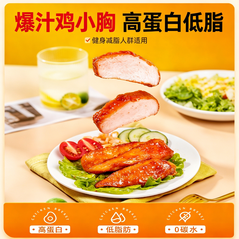 鸡胸肉减脂减餐肥0低脂肪开袋即食健身抗饿主食解馋小零食鸡排轻食轻速食网红代餐专用宿舍学生饱腹女士出游便携休闲无糖0热量
