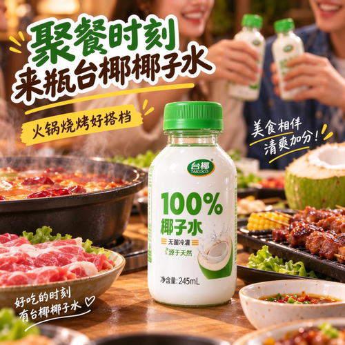 台椰100%椰子水245ml瓶装解腻