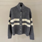 毛衣女宽松厚实百搭 开衫 2025春秋新款 圈圈纱软糯撞色条纹针织衫