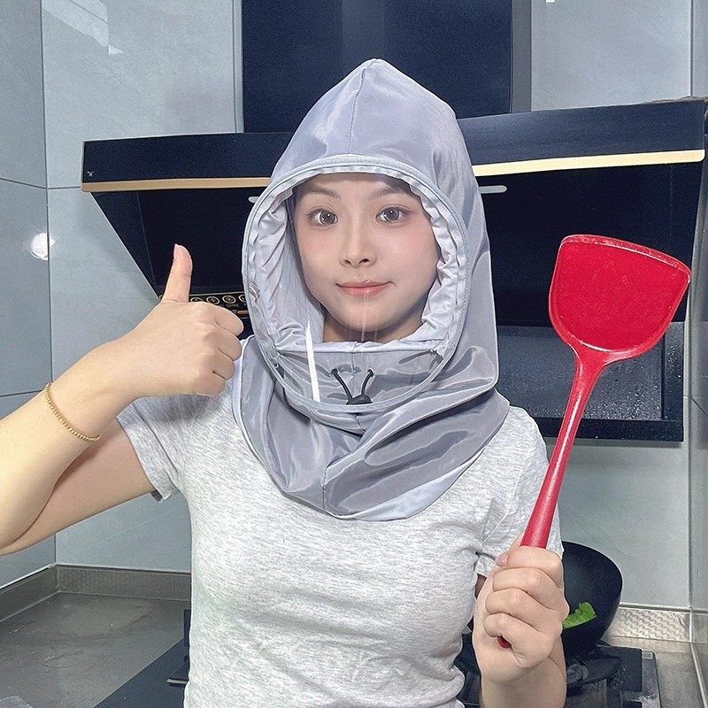 厨房帽子防油烟面罩女款做饭炒菜防油溅防护帽围脖一体防尘防飞沫