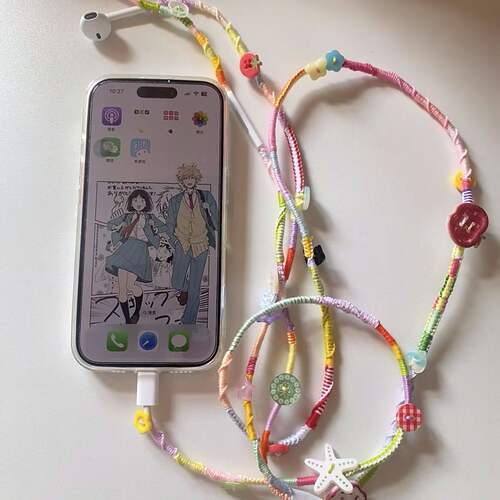 彩虹编织耳机线手工diy材料包