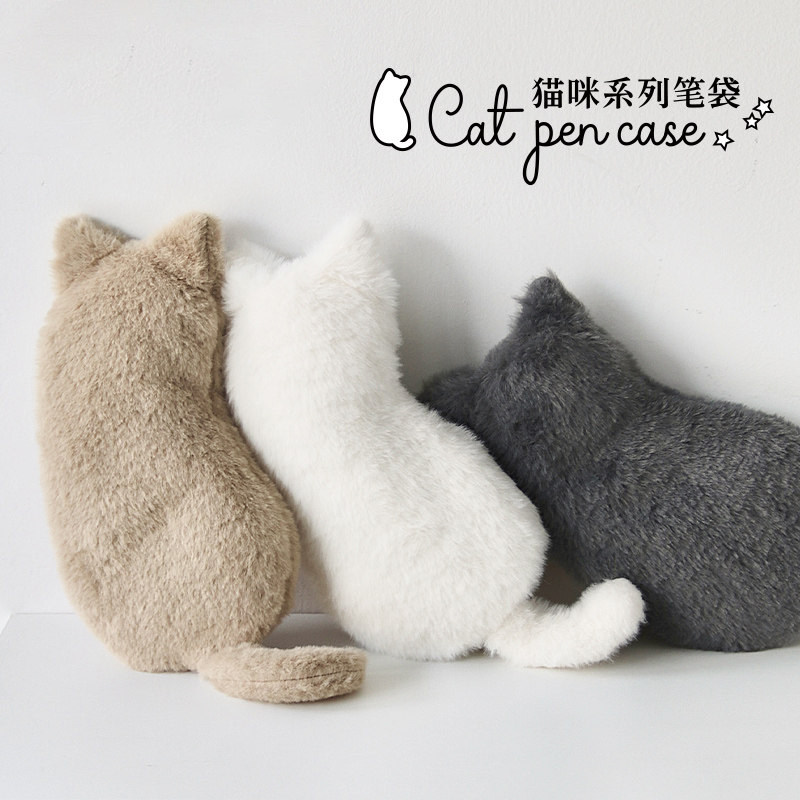 雪绒貂猫咪笔袋大容量铅笔文具盒图片