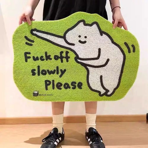 卡通小猫入户门地垫玄关创意个性丝圈斜杠青年地毯防滑耐脏脚垫
