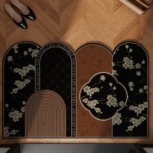 中古风入户门地垫复古高级感玄关地毯可裁剪丝圈防滑脚垫耐脏免洗