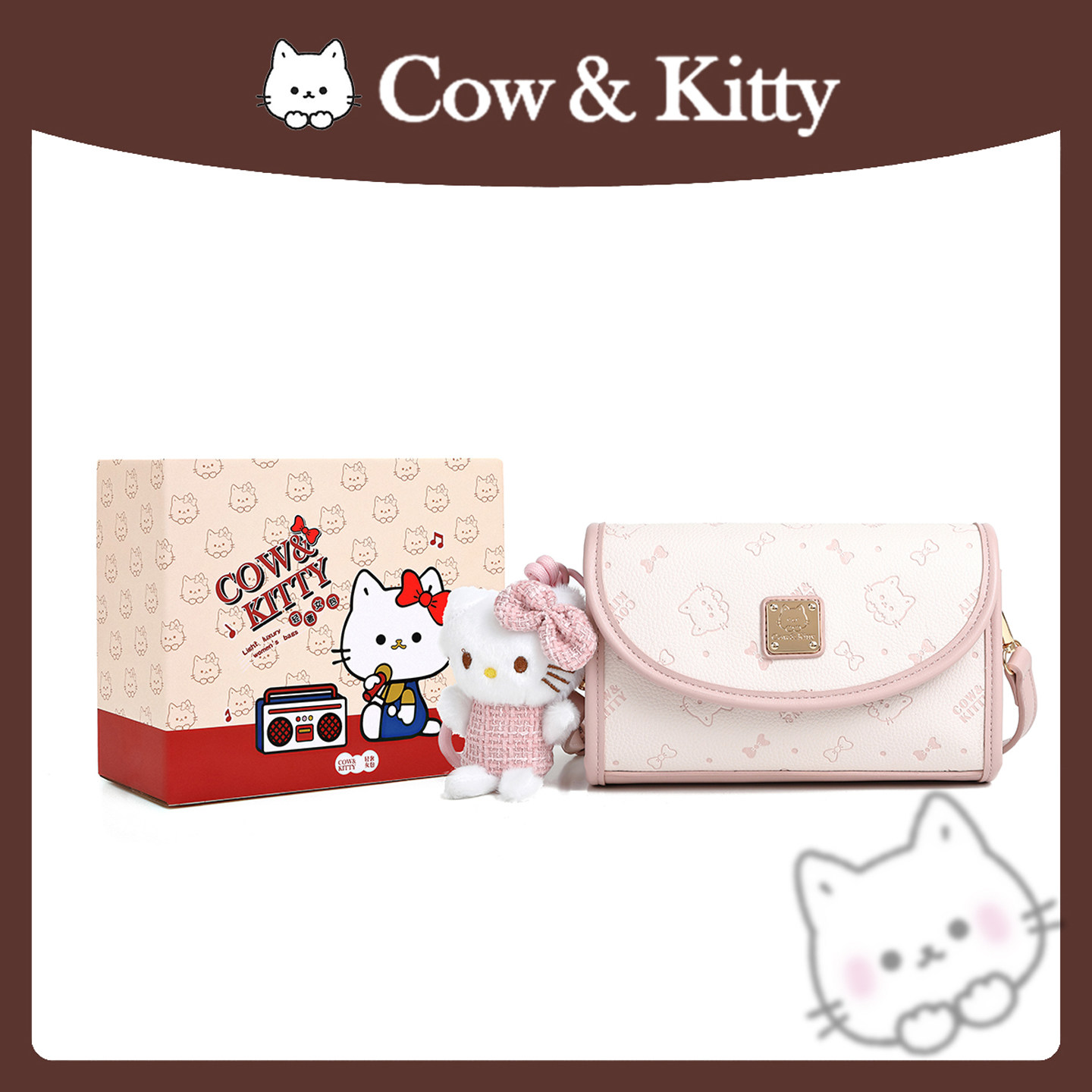 官方正品Cow&Kitty2026新款卡通印花小方包女百搭可爱单肩斜挎包