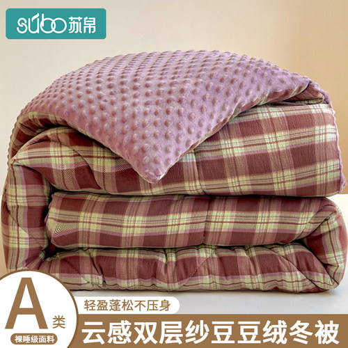 A类豆豆绒冬被2025新款被子加厚被芯双人学生宿舍四季通用被褥子