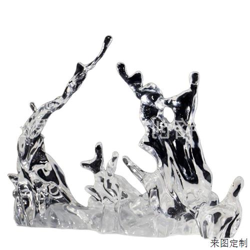 透明树脂雕塑浪花摆件酒店大堂样板房售楼处软装饰艺术品艺术现代图片