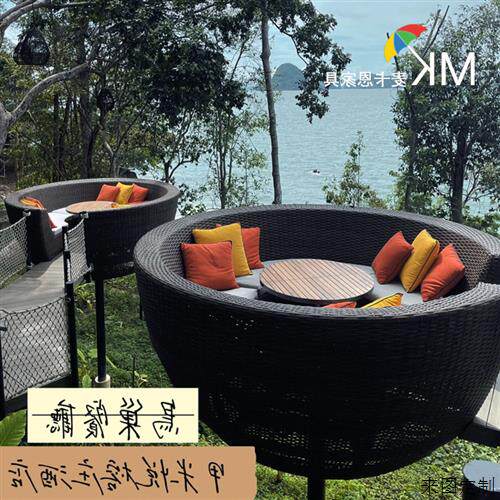 网红鸟巢卡座藤编树上鸟窝沙发造型打卡餐台景观民宿户外海边道具