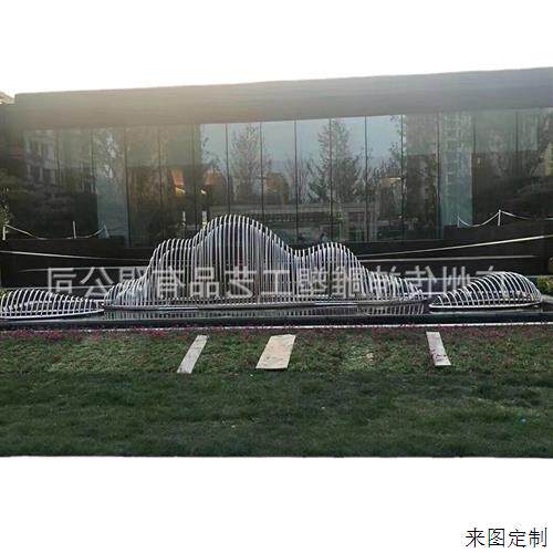 楼盘别墅背景墙摆件户外切片生锈造型不锈钢假山雕塑