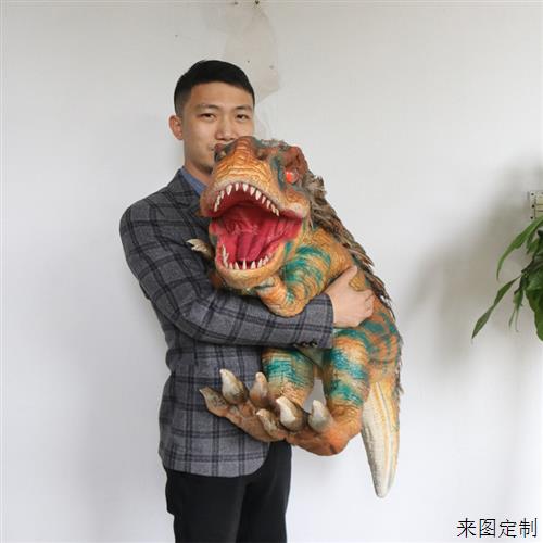大型发声恐龙手偶霸王龙硅胶软体恐龙玩偶可动可叫玩具厂家图片