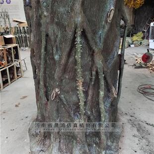 饰造景植物盆栽落地摆件金钱榕 高仿真榕树包柱假树过胶室内大型装