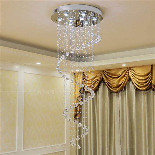 现代简约水晶吊线灯创意客厅餐厅吧台灯复式楼梯样板房灯具跨境