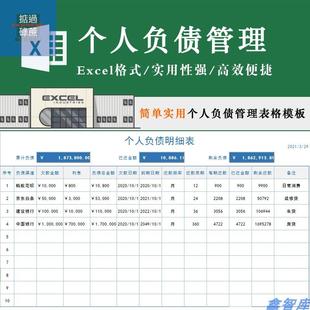 实用个人负债管理表格还款情况记录资产负债明细统计家庭理财模板