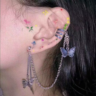 流苏耳夹超仙气质长款蝴蝶结仙女无耳洞蚊香盘小众气质感甜美耳饰