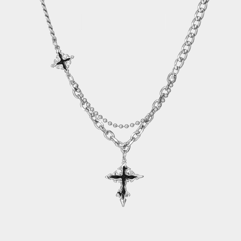 十字架项链男款轻奢小众高级感潮牌男生吊坠男女小众设计锁骨链