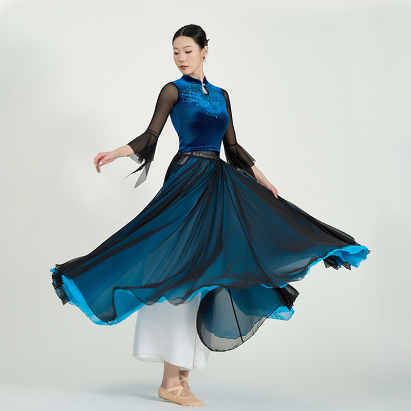 【清仓/售完下架】蓝色中国风飘逸民族舞演出服舞蹈服长裙720裙摆,女装/女士精品,民族服装/舞台装,淘宝优惠券,粉丝福利购,淘宝优惠卷