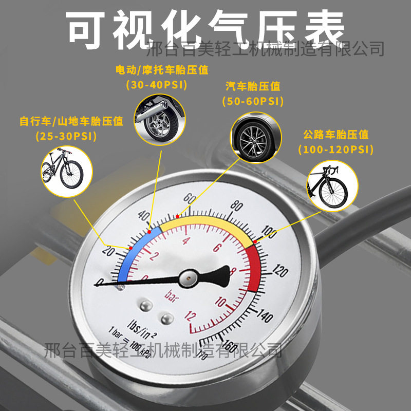 升级高压脚踩打气筒三缸高压充气汽车电动车自行车脚踏省力充气泵