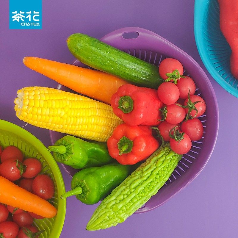 茶花沥水篮沥水筛果盘厨房蔬菜篮子塑料镂空水果盆滤水筛滴水筐,餐饮具,洗菜盆/沥水篮/漏水筛,淘宝优惠券,粉丝福利购,淘宝优惠卷