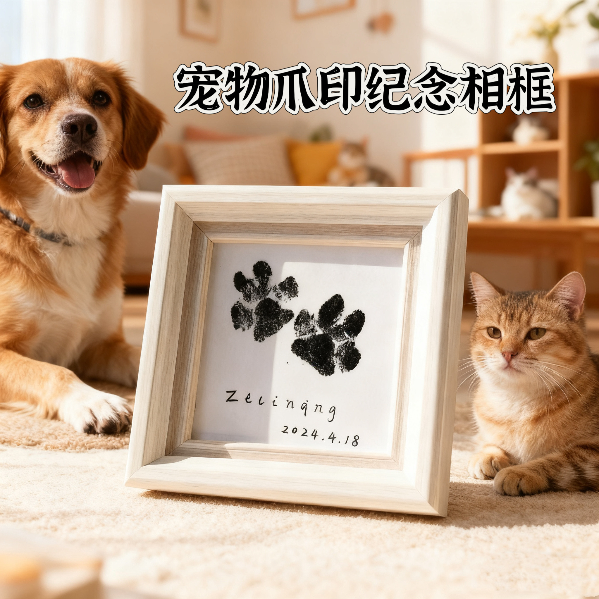 宠物爪印纪念猫狗免洗印泥狗爪印纪念相框猫咪手脚印成长留念印泥