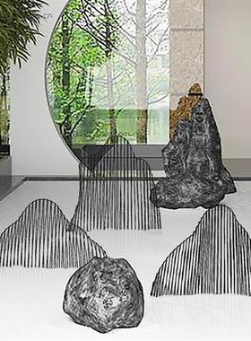 户外不锈钢镂空假山雕塑铁艺园林售楼部商场水池景观艺术金属摆件