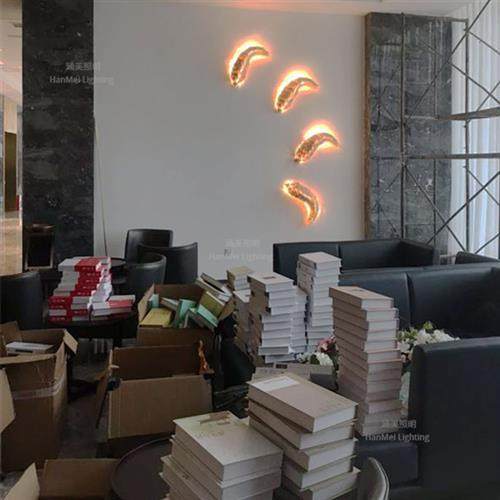 酒店会所大堂非标艺术吊灯农庄木艺吊灯木鱼鲤鱼吊灯工程吊灯