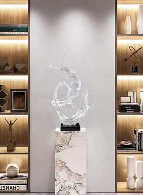 现代酒店售楼大厅创意浪花雕塑透明树脂摆件别墅样板房软装艺术品