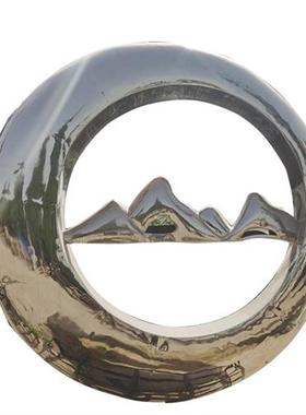 大型不锈钢假山雕塑定制切片镂空山形鹅卵石水景造型户外落地摆件