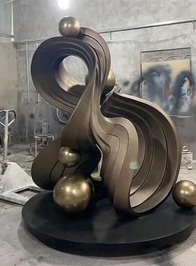 简约现代玻璃钢抽象飘带酒店大堂雕塑售楼处展厅大型异形装饰摆件