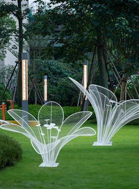 户外不锈钢镂空发光花朵莲花雕塑售楼部景区园林景观草坪装饰摆件