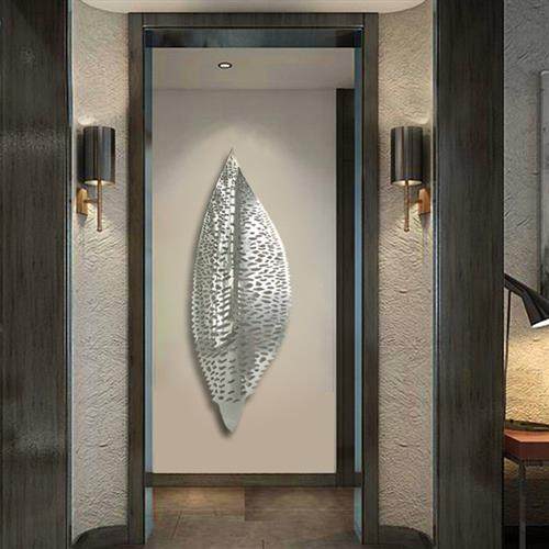 现代卧室餐厅酒店会所不锈钢树叶工艺品挂件沙发背景墙装饰品订购