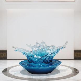 透明树脂落地水花雕塑摆件别墅酒店售楼处样板间水滴吊饰软装 饰品