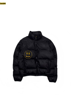 drewhouse mascot笑脸立领棉服外套黑色新品男女同款