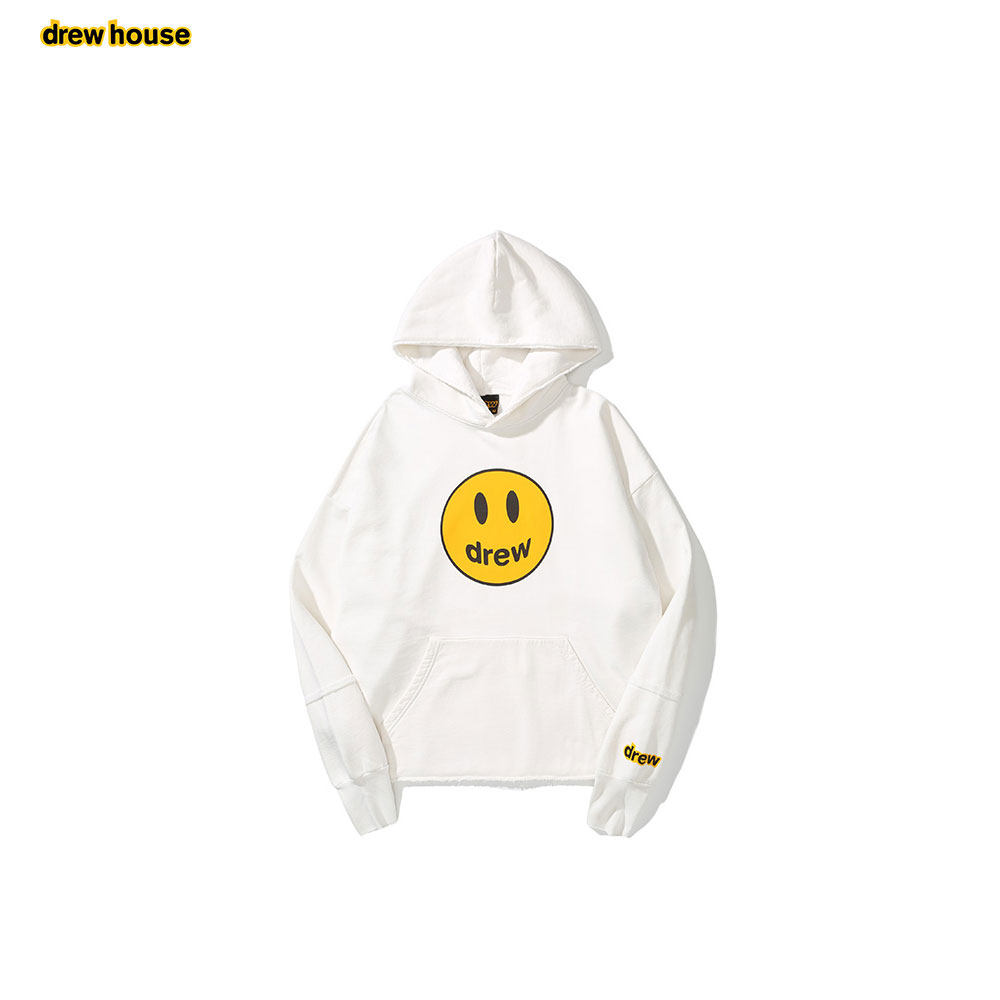 drewhouse笑脸图案拼接连帽卫衣