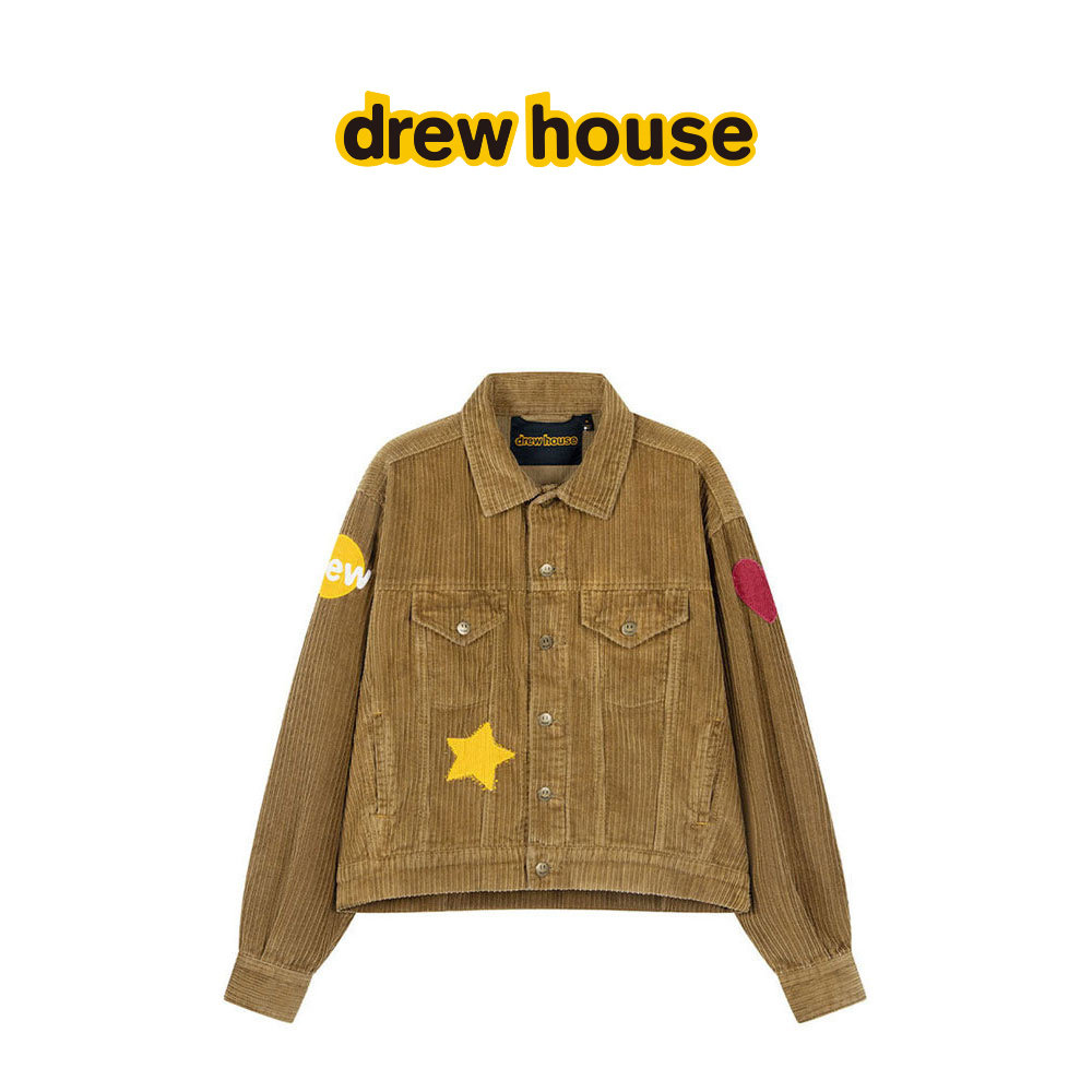 drew house db人像印花灯芯绒卡车夹克外套纯棉美式休闲男女同款