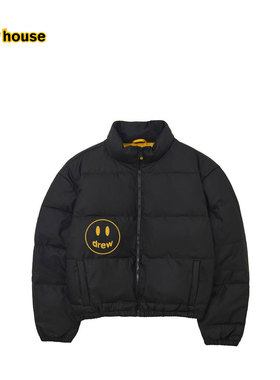 drewhouse mascot笑脸立领棉服外套黑色新品男女同款
