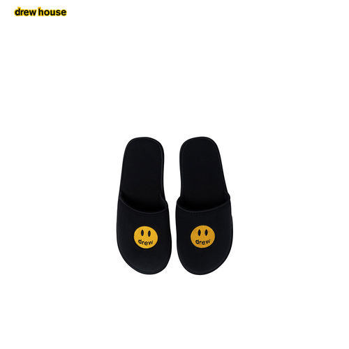 drewhouse刺绣笑脸图案绒拖鞋